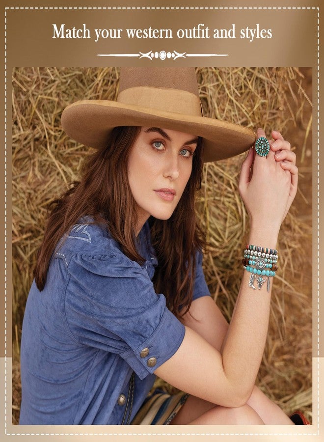 Sistble Cowgirl Bracelets for Women Girls, Cowgirl Jewelry Western Gifts for Women Cow Girl Accessories Bead Bracelet Stackable Turquoise Boot Western Outfit Party Birthday Halloween Christmas Jewelry - Image 3